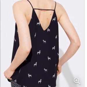 Loft Zebra Animal Print V Neck Cutout Cami Tank